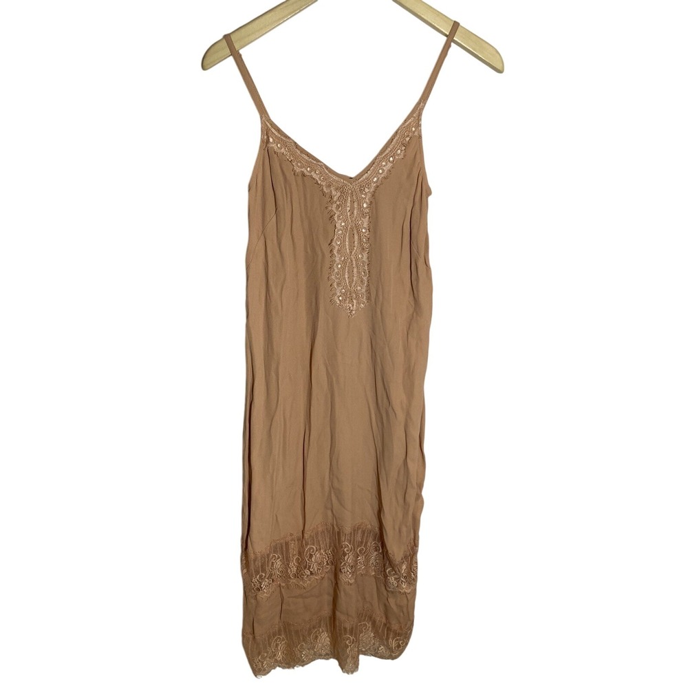 ASOS Lace Trim Cami Dress‎ Sleeveless Casual Beige Midi US 4